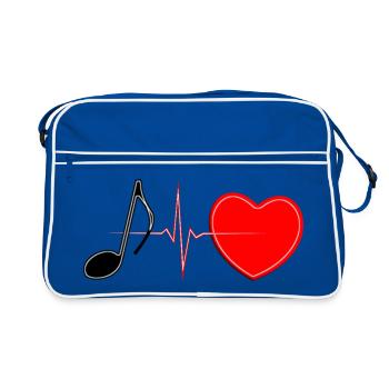 Music Heartbeat Lifeline – Romantic Musical Tee - Retro Bag - blue/white - Front