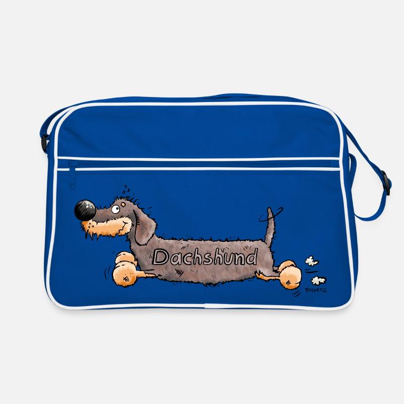 Cute Dachshund - Retro Bag - blue/white
