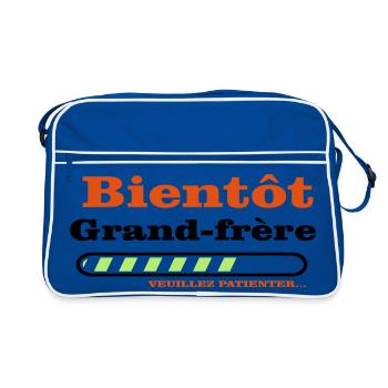 Bientôt grand frere - Sac Retro - bleu/blanc - Devant