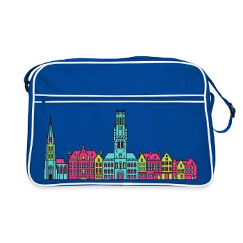 Tour du clocher de la skyline de la ville de Bruges Art moderne - Sac Retro - bleu/blanc - Devant