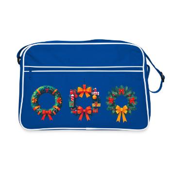 Anniversaire et Noël de couronne festive - Sac Retro - bleu/blanc - Devant