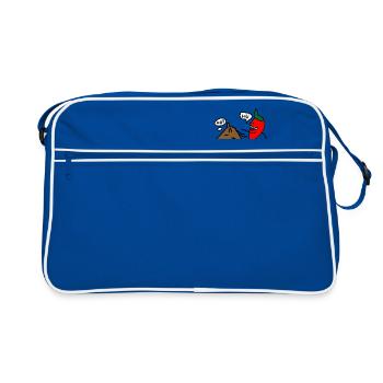 Pferd und Chilli - Retro Tasche - Blau/Weiß - Vorne