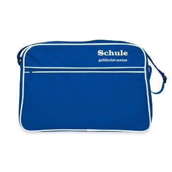 Schule Spruch lustig Schüler - Retro Tasche - Blau/Weiß - Vorne