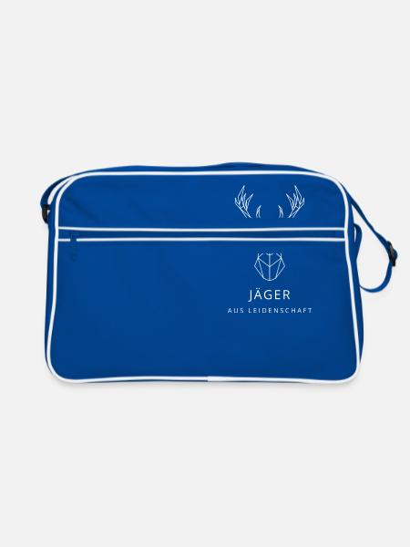Jäger aus Leidenschaft - Retro Tasche - Blau/Weiß - Vorne