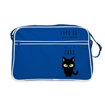 Katze - Retro Tasche - Blau/Weiß - Vorne