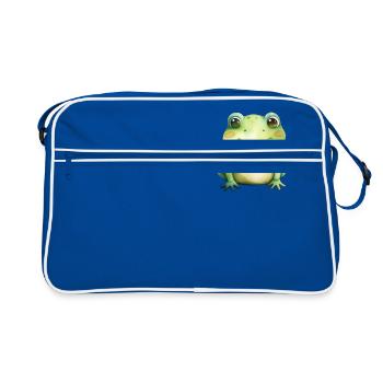 Froschklasse Klassentier Frosch in der Grundschule - Retro Tasche - Blau/Weiß - Vorne