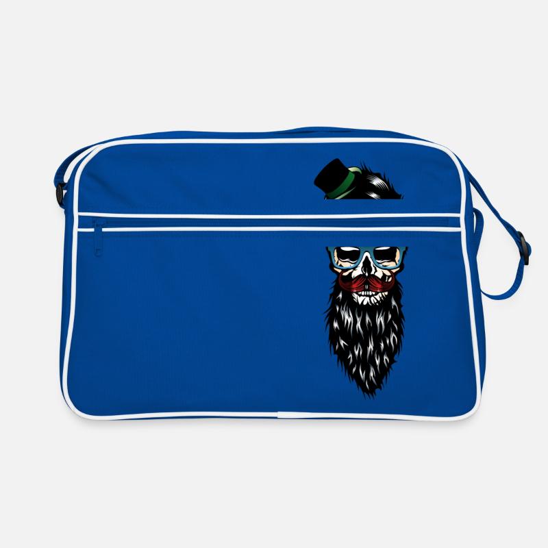 Kopf des bärtigen Barthut-Schnurrbartes des Todes Hipster Retro Tasche