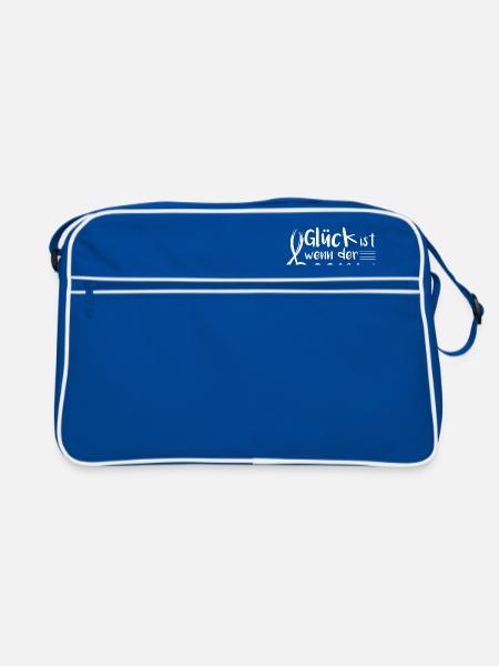 Glück Ist Wenn Sopran Einsetzt Chor Singen Sänger - Retro Tasche - Blau/Weiß - Vorne