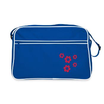 Blüten/ Blumen - Retro Tasche - Blau/Weiß - Vorne