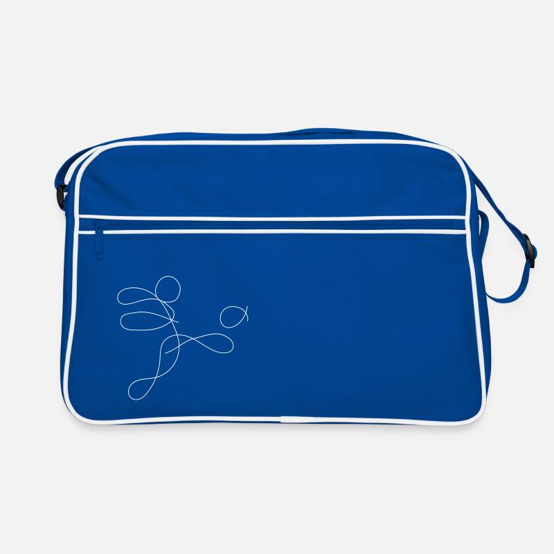 Fußballer One-Line-Drawing - Retro Tasche - Blau/Weiß