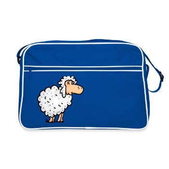 POPELS Schaf - Retro Tasche - Blau/Weiß - Vorne
