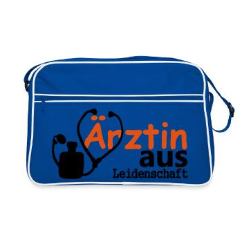 Ärztin aus Leidenschaft Geschenk - Retro Tasche - Blau/Weiß - Vorne