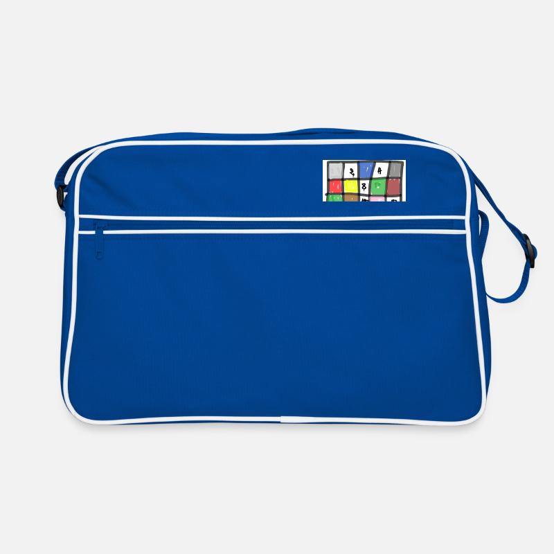 colorful square divided into squares, with numbers - Retro Bag - blue/white