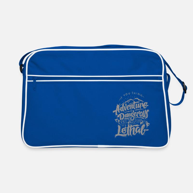 Adventure Abenteuer Dangerous Bstyled Freizeitmod - Retro Tasche - Blau/Weiß