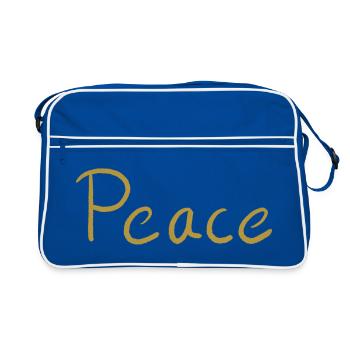 Peace Gold Lettering Brush - Retro Bag - blue/white - Front