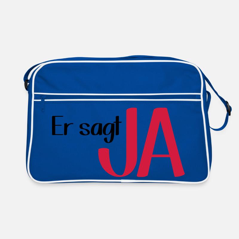 Er sagt Ja - Bräutigam - Junggesellenabschied Retro Tasche