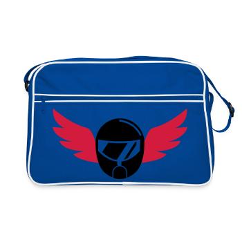 Go-Kart / Karting / Kart / Fahrer - Retro Tasche - Blau/Weiß - Vorne