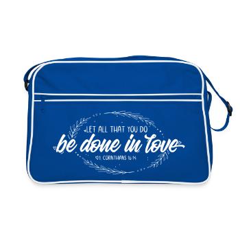Que tout ce que vous faites soit fait dans l’amour - Sac Retro - bleu/blanc - Devant