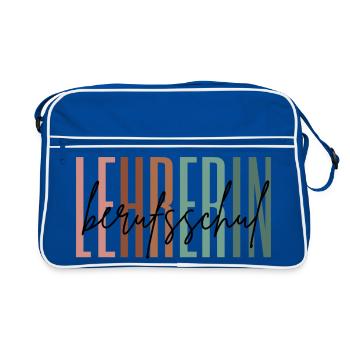 Lehrerin Berufsschule Berufsschullehrerin Geschenk - Retro Tasche - Blau/Weiß - Vorne