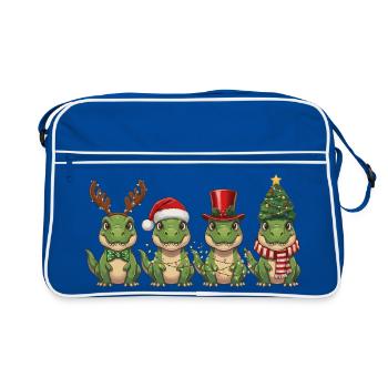 Lumières de Noël du Père Noël T-Rex - Sac Retro - bleu/blanc - Devant