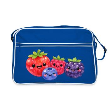 Kawaii Berries Fruit Fruits Child Baby Smile - Retro Bag - blue/white - Front