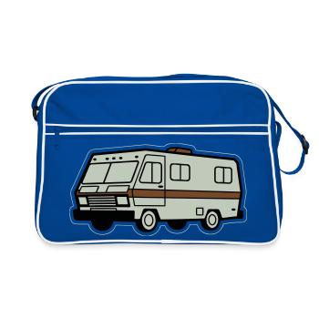 Let's Cook - Small Retro Motorhome Cartoon - Retro Bag - blue/white - Front