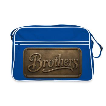 Brothers Bronze Relief Plaque - Retro Bag - blue/white - Front