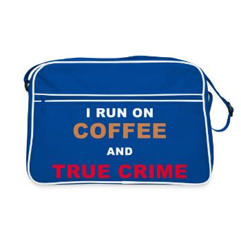 Fan de true crime - Je fonctionne au café et au True Crime Po - Sac Retro - bleu/blanc - Devant