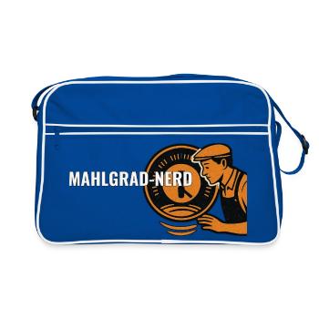 Mahlgrad-Nerd – Kaffee Geschenk für Barista & Kaff - Retro Tasche - Blau/Weiß - Vorne