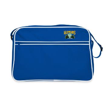 Alien Astronauten UFO Katzen, Fan Geschenk - Retro Tasche - Blau/Weiß - Vorne