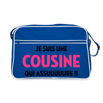 Onkel / Tante / Vetter / Cousin / Kusine - Retro Tasche - Blau/Weiß - Vorne