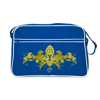 Vrille de houblon décorative avec motif de brassage de bière ornemental - Sac Retro - bleu/blanc - Devant