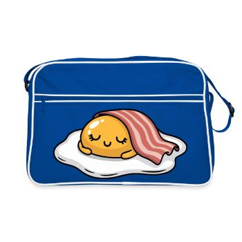 Sleeping Egg with Bacon Cartoon - Retro Tasche - Blau/Weiß - Vorne
