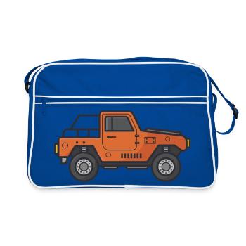 Jeep-Karikatur - Retro Tasche - Blau/Weiß - Vorne
