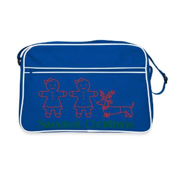 Noël – Filles en pain d’épices & teckel (rouge) - Sac Retro - bleu/blanc - Devant