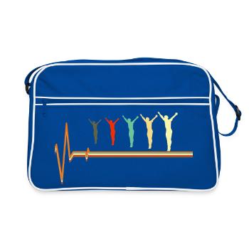 Tauchendes Herzschlag Taucher-Puls-EKG - Retro Tasche - Blau/Weiß - Vorne