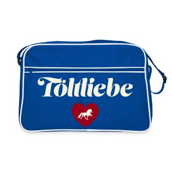 Islandpferd Tölt liebe - Retro Tasche - Blau/Weiß - Vorne