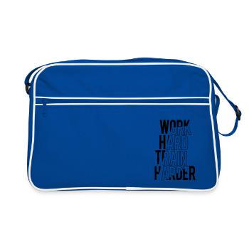 travailler dur s'entraîner plus dur sport bstyled loisirs mode - Sac Retro - bleu/blanc - Devant