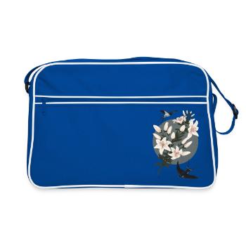 Swallows and lilies - Retro Bag - blue/white - Front