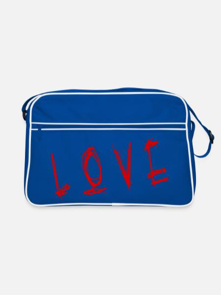 VALENTINSTAG. Junggesellinnenabschied. ICH LIEBE DICH. ICH LIEBE DICH. LIEBE - Retro Tasche - Blau/Weiß - Vorne