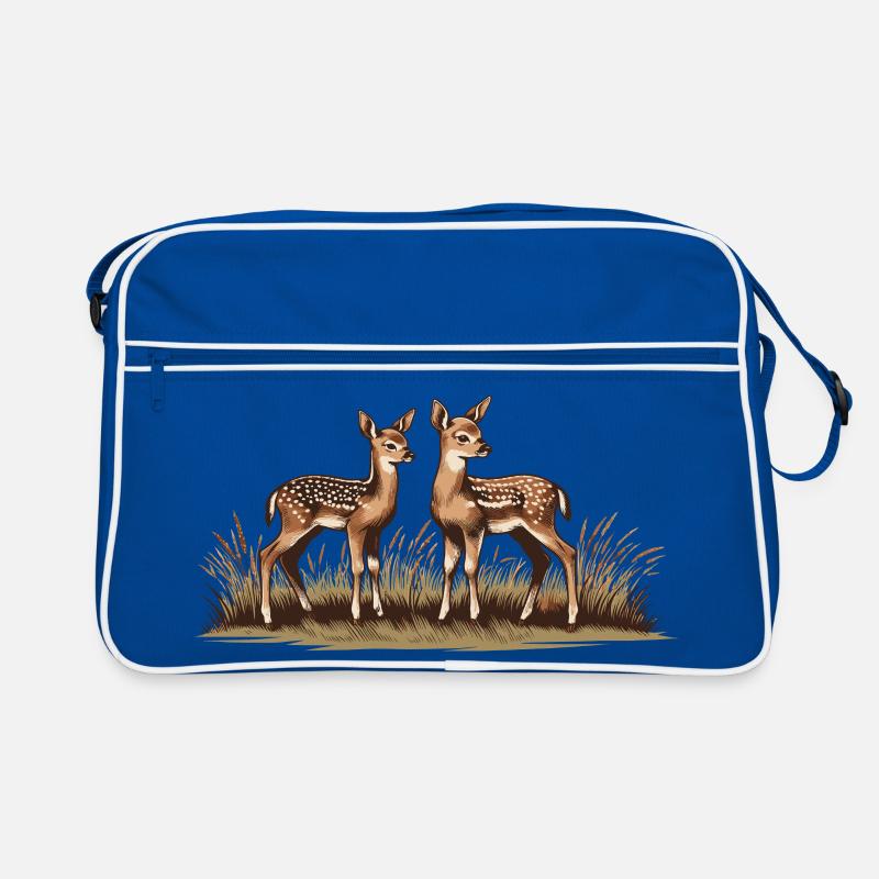 Rehe auf Wiese Retro Tasche
