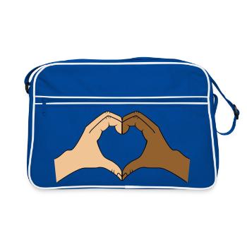 Coloured heart hand motif - customisable - Retro Bag - blue/white - Front