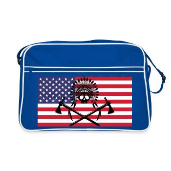Crâne indien et drapeau américain - Sac Retro - bleu/blanc - Devant