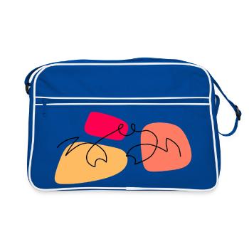 Crabe en art linéaire avec fond coloré - Sac Retro - bleu/blanc - Devant