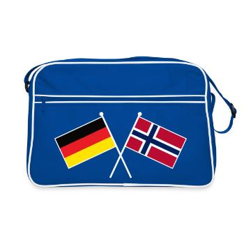 Deutschland Norwegen Freundschaftsflagge - Retro Tasche - Blau/Weiß - Vorne