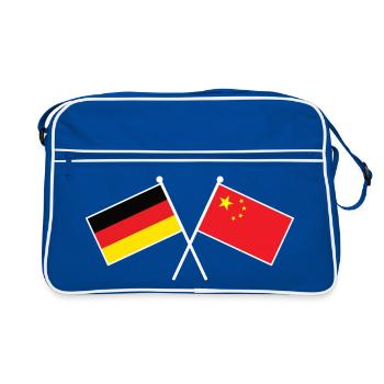 Germany x China Friendship Flags - Retro Tasche - Blau/Weiß - Vorne