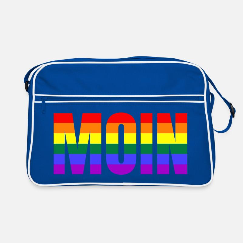 MOIN REGENBOGEN - Retro Tasche - Blau/Weiß