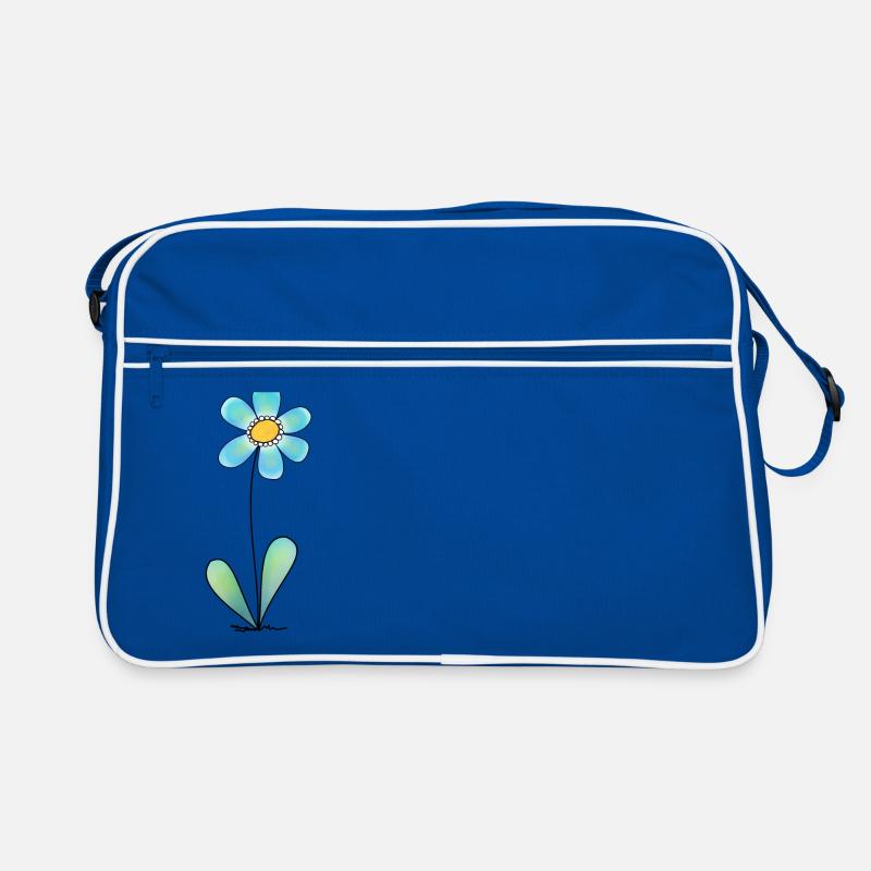 Blume - Retro Tasche - Blau/Weiß