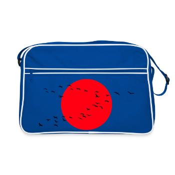 Wild Geese Cranes Spring - Retro Bag - blue/white - Front