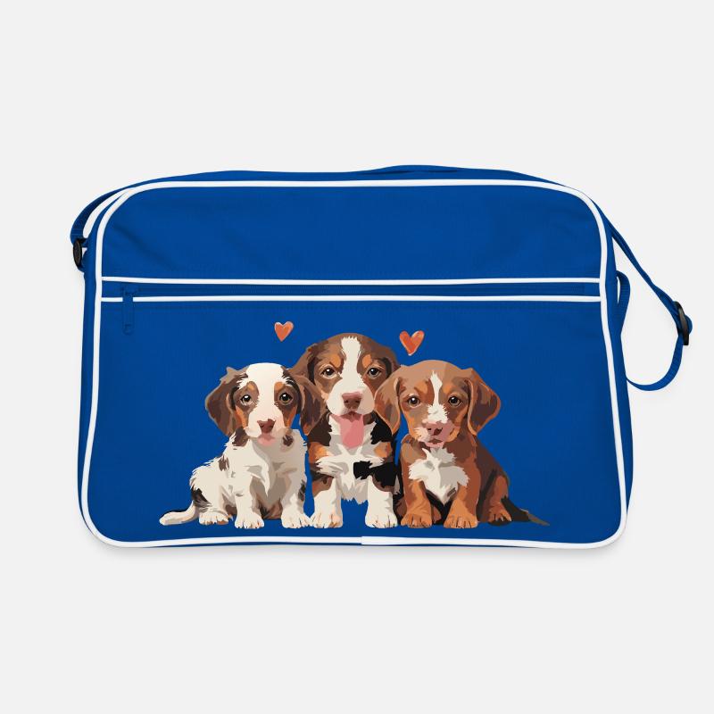 Chiots - 3 petits chiens avec des cœurs Sac Retro